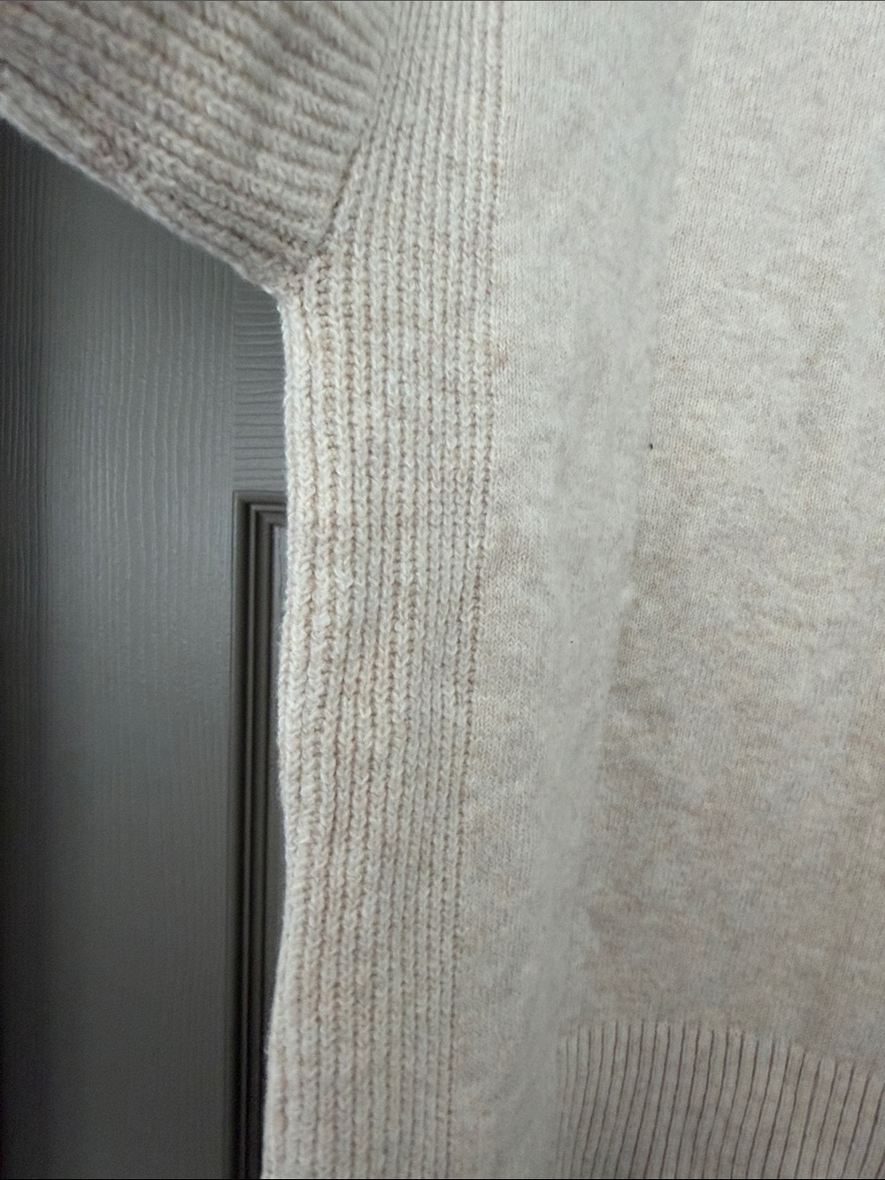 LOFT Oatmeal Button-Front V-Neck Cardigan Sweater - Picture 7 of 10